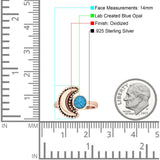 Crescent Moon Ring Opal Oxidized 925 Sterling Silver