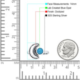 Crescent Moon Ring Opal Oxidized 925 Sterling Silver