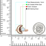 Crescent Moon Ring Opal Oxidized 925 Sterling Silver