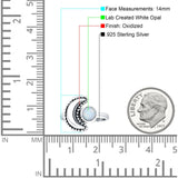 Crescent Moon Ring Opal Oxidized 925 Sterling Silver