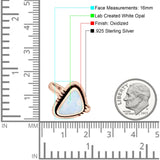 Triangular Ring Created White Opal & Blue Opal Oxidized 925 Sterling Silver