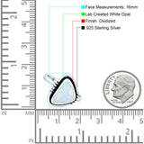Triangular Ring Created White Opal & Blue Opal Oxidized 925 Sterling Silver