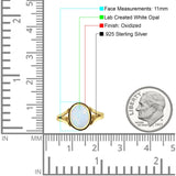 Oval Split Shank Created Opal Oxidized Ring 925 Sterling Silver