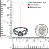 Heart Infinity Ring Oxidized Band 925 Sterling Silver Thumb Ring (8mm)