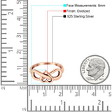 Heart Infinity Ring Oxidized Band 925 Sterling Silver Thumb Ring (8mm)