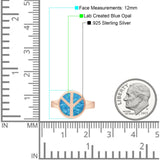 Peace Sign Thumb Ring Lab Created Opal 925 Sterling Silver