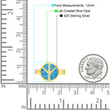 Peace Sign Thumb Ring Lab Created Opal 925 Sterling Silver