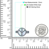 Peace Sign Thumb Ring Lab Created Opal 925 Sterling Silver