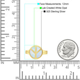 Peace Sign Thumb Ring Lab Created Opal 925 Sterling Silver