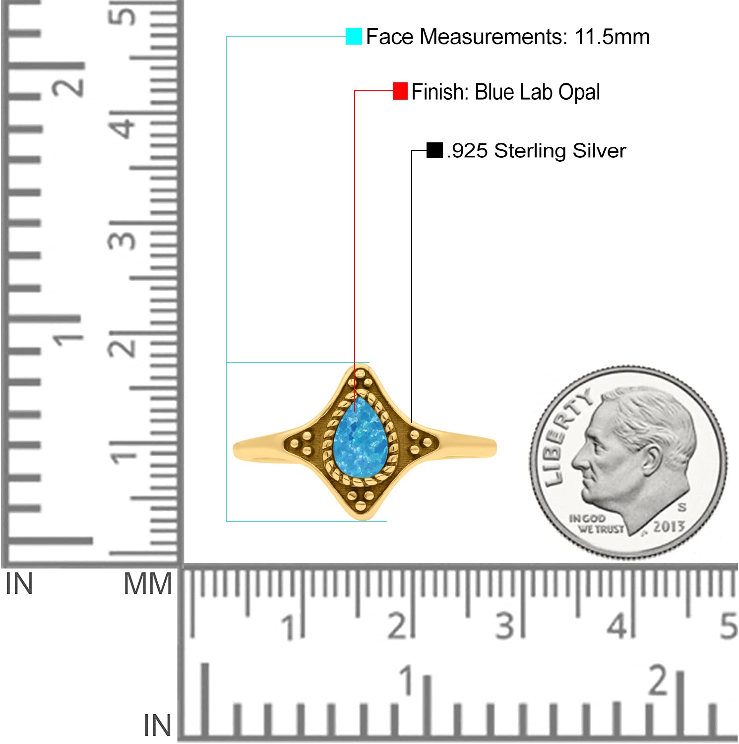 Teardrop Pear Petite Dainty Thumb Ring Lab Created Opal Statement Fashion Ring 925 Sterling Silver