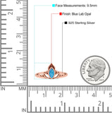 Marquise Petite Dainty Thumb Ring Oxidized Lab Created Opal Statement Fashion Ring 925 Sterling Silver