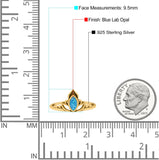 Marquise Petite Dainty Thumb Ring Oxidized Lab Created Opal Statement Fashion Ring 925 Sterling Silver