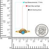 Flower Petite Dainty Thumb Ring Round Lab Created Opal Statement Fashion Ring Oxidized 925 Sterling Silver