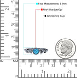 Moon Phases Oxidized Thumb Ring Statement Fashion Ring Lab Created Opal 925 Sterling Silver