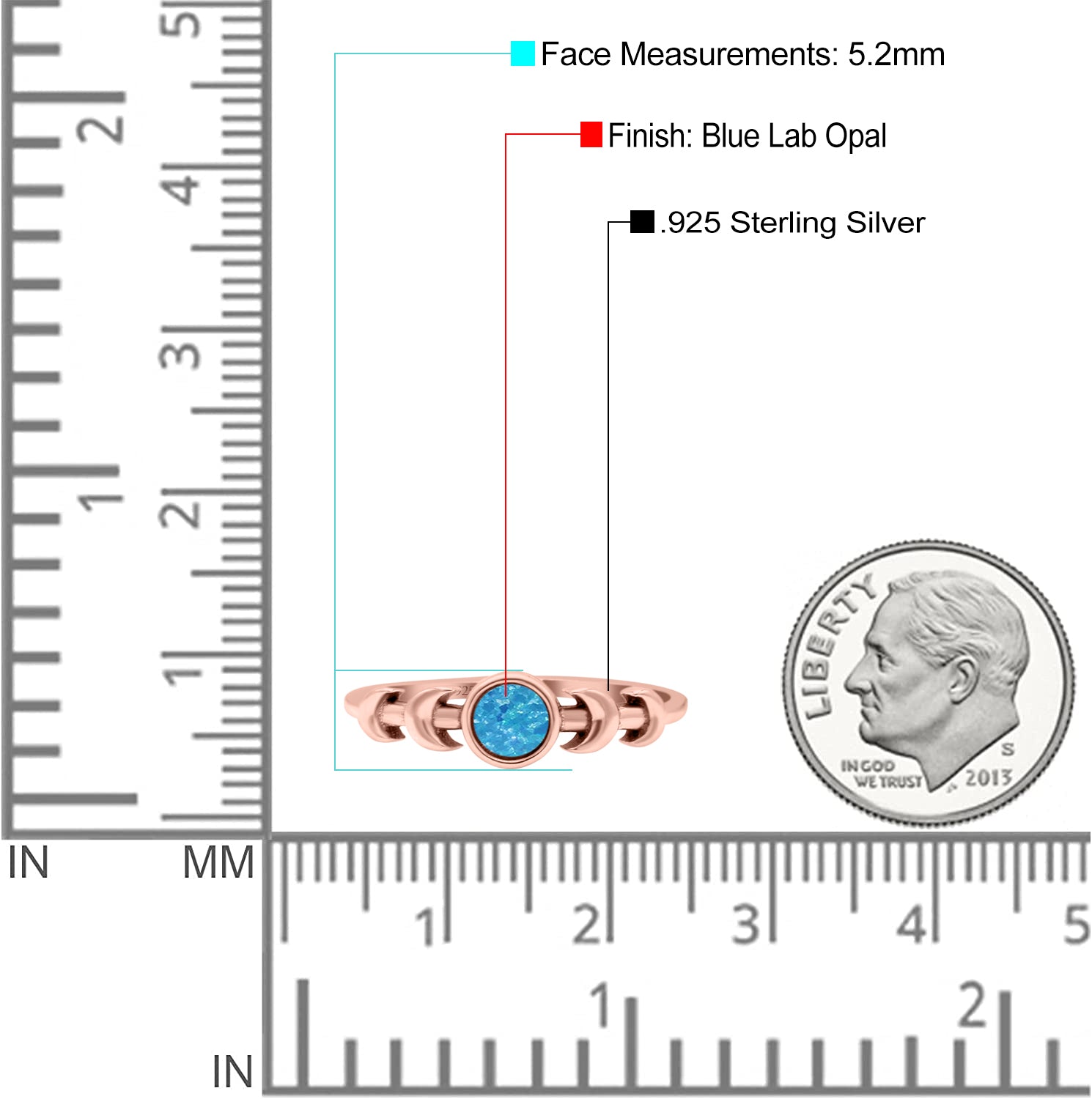 Moon Phases Oxidized Thumb Ring Statement Fashion Ring Lab Created Opal 925 Sterling Silver
