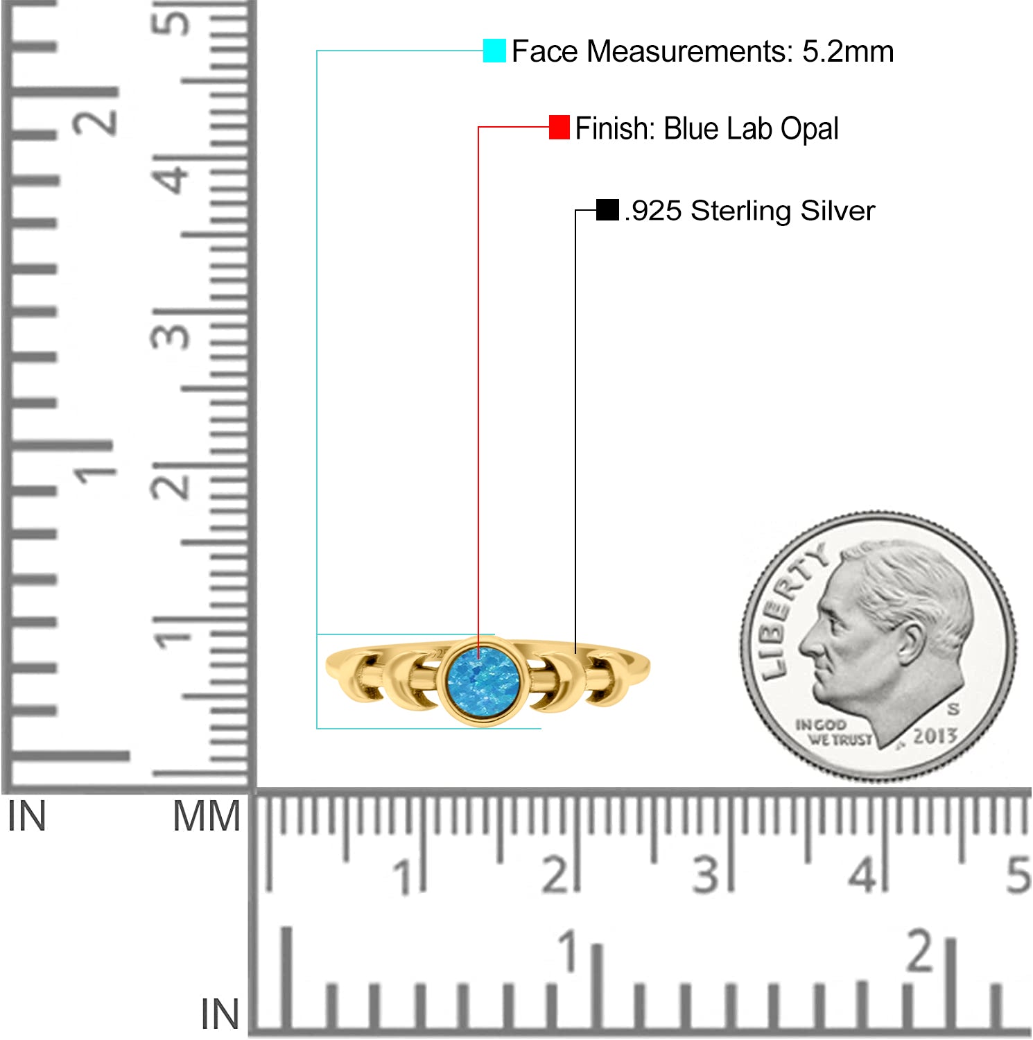 Moon Phases Oxidized Thumb Ring Statement Fashion Ring Lab Created Opal 925 Sterling Silver