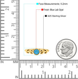 Moon Phases Oxidized Thumb Ring Statement Fashion Ring Lab Created Opal 925 Sterling Silver