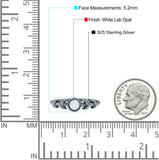 Moon Phases Oxidized Thumb Ring Statement Fashion Ring Lab Created Opal 925 Sterling Silver