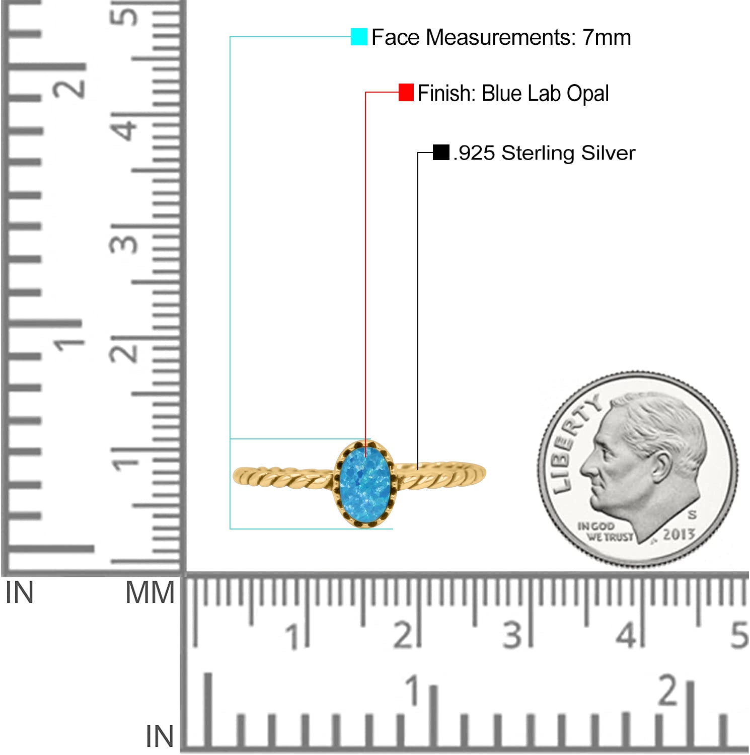 Rope Petite Dainty Lab Created Opal Oval Ring Solid 925 Sterling Silver