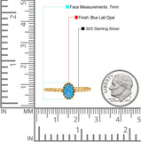 Rope Petite Dainty Lab Created Opal Oval Ring Solid 925 Sterling Silver