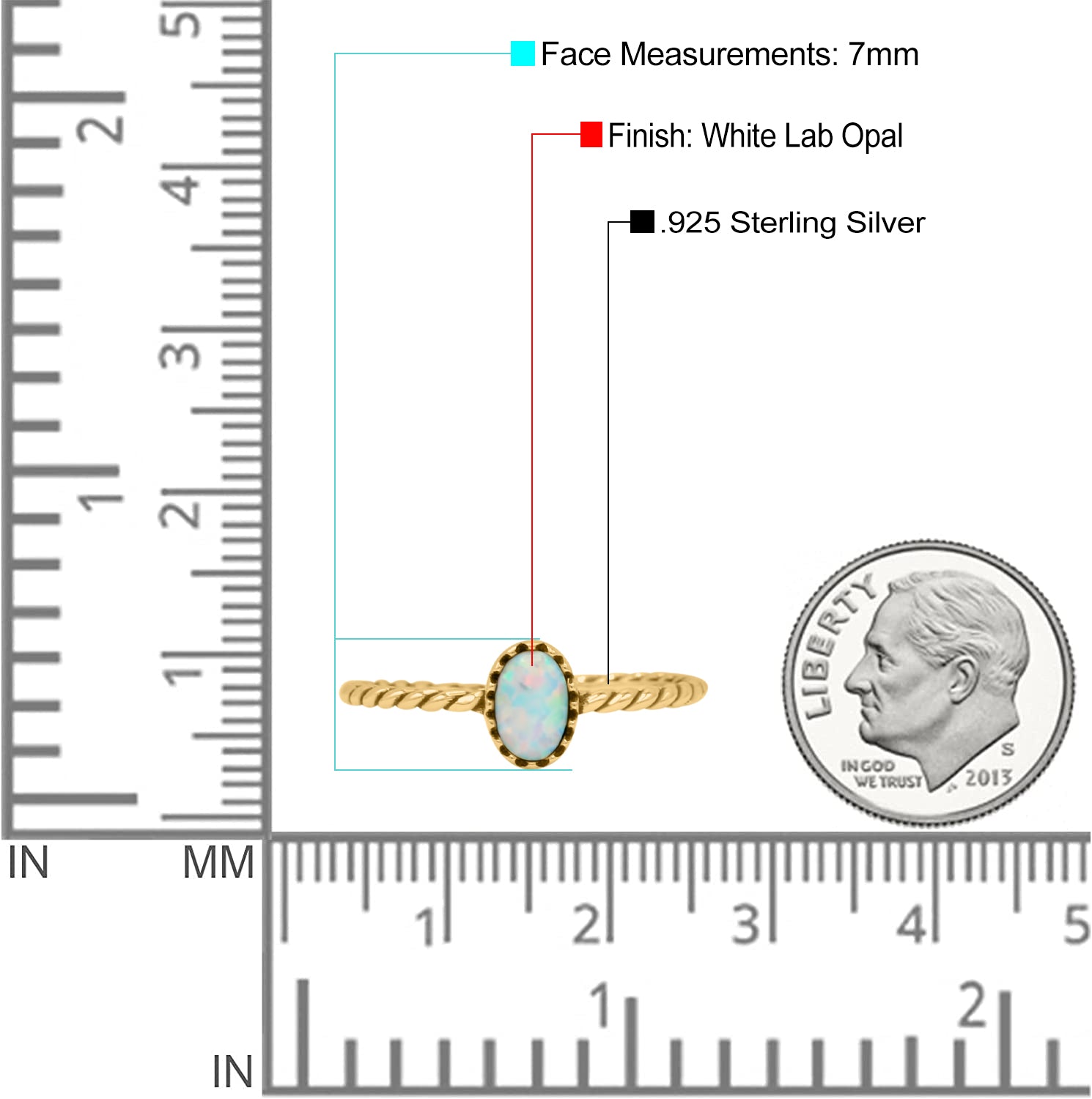 Rope Petite Dainty Lab Created Opal Oval Ring Solid 925 Sterling Silver