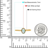 Rope Petite Dainty Lab Created Opal Oval Ring Solid 925 Sterling Silver