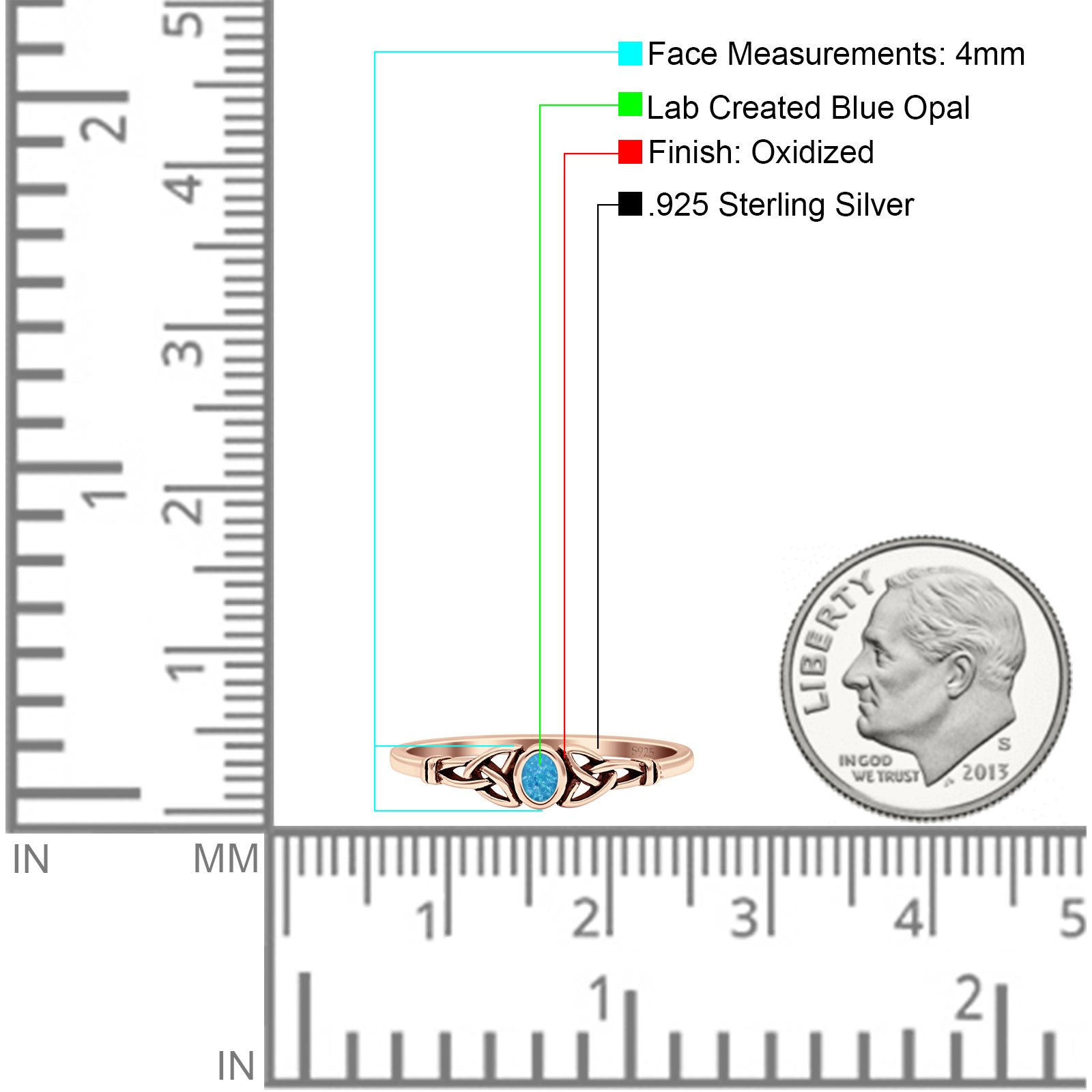 Weave Trinity Celtic Oval Thumb Ring Statement Fashion Oxidized Lab Created Opal 925 Sterling Silver