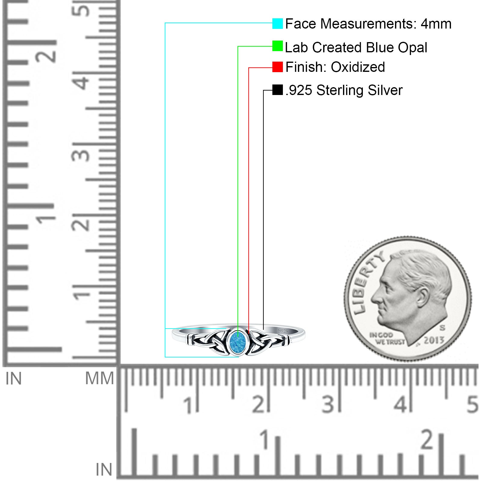 Weave Trinity Celtic Oval Thumb Ring Statement Fashion Oxidized Lab Created Opal 925 Sterling Silver