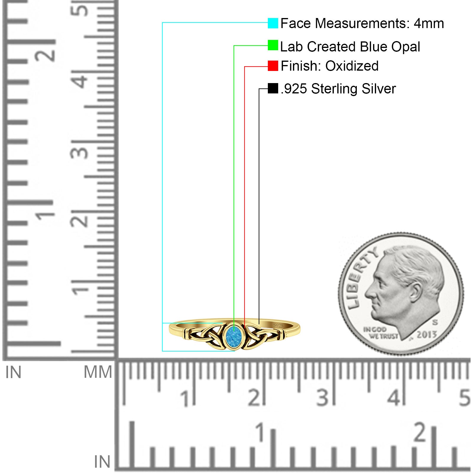 Weave Trinity Celtic Oval Thumb Ring Statement Fashion Oxidized Lab Created Opal 925 Sterling Silver