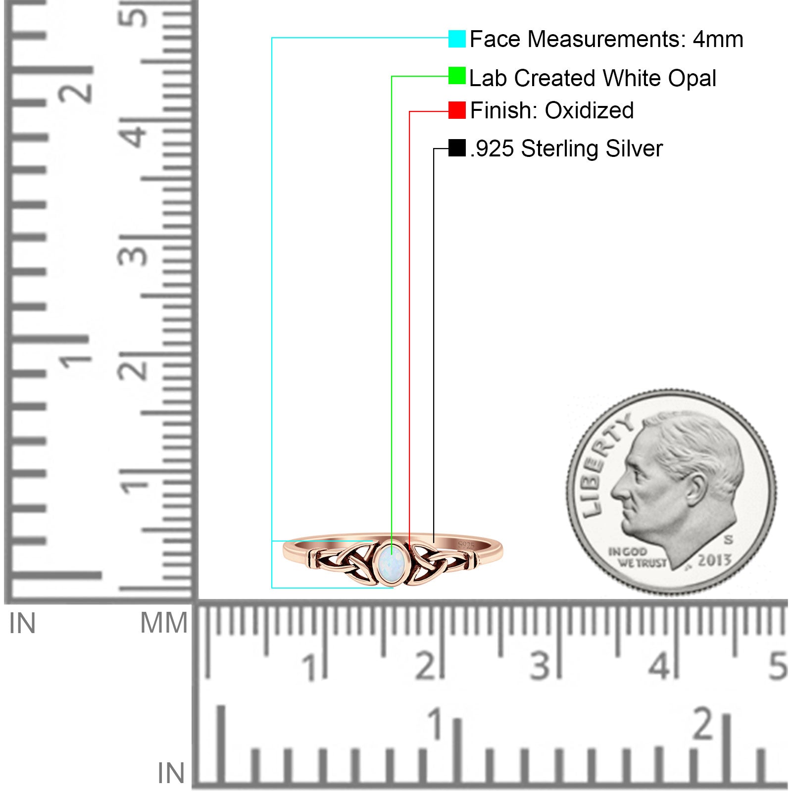 Weave Trinity Celtic Oval Thumb Ring Statement Fashion Oxidized Lab Created Opal 925 Sterling Silver