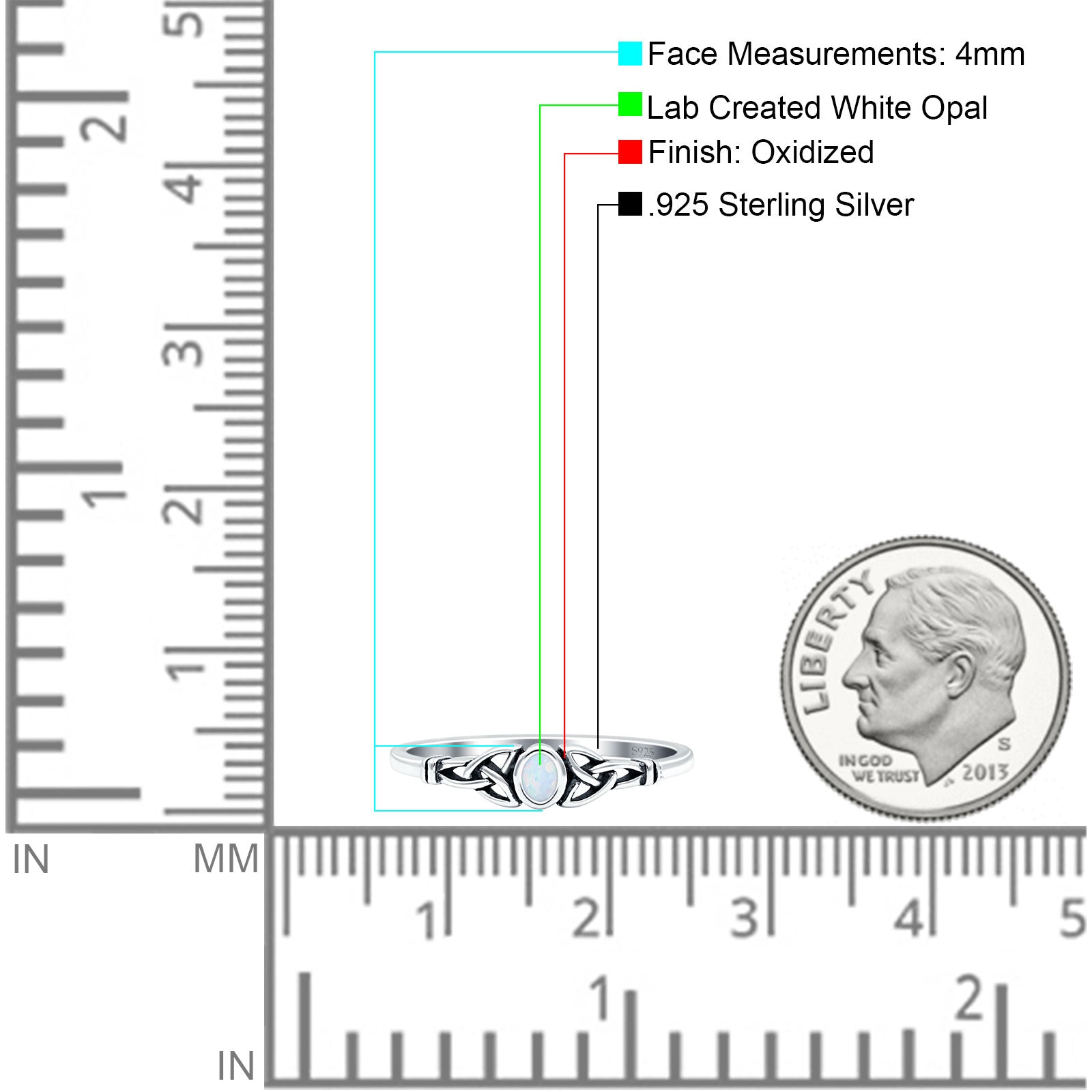 Weave Trinity Celtic Oval Thumb Ring Statement Fashion Oxidized Lab Created Opal 925 Sterling Silver