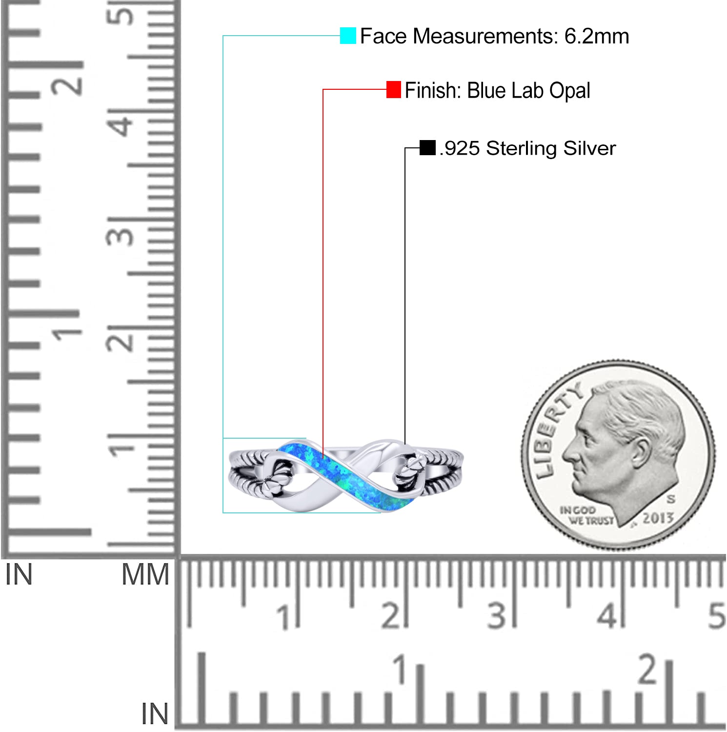 Infinity Wedding Engagement Ring Lab Created Opal 925 Sterling Silver