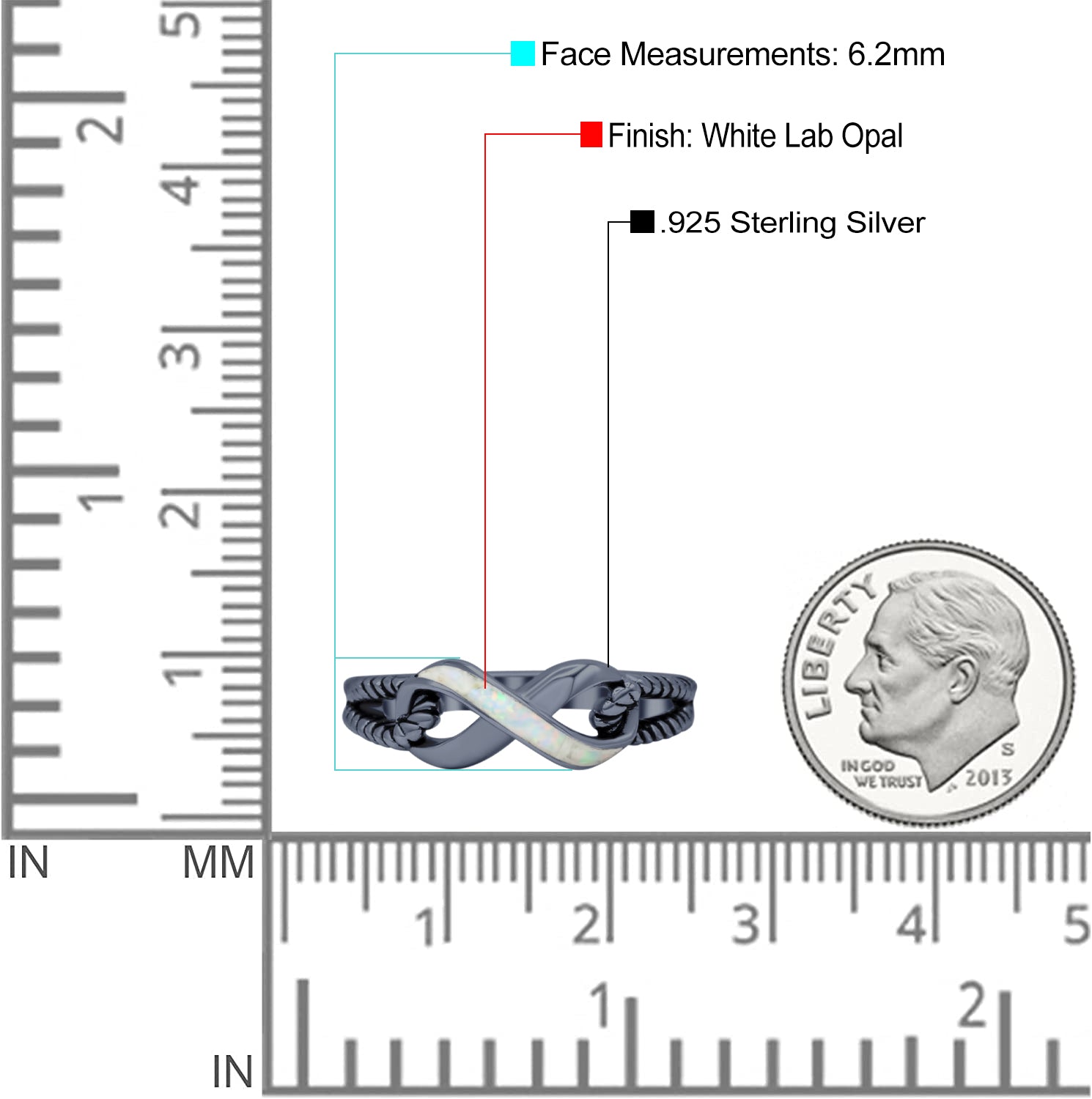Infinity Wedding Engagement Ring Lab Created Opal 925 Sterling Silver
