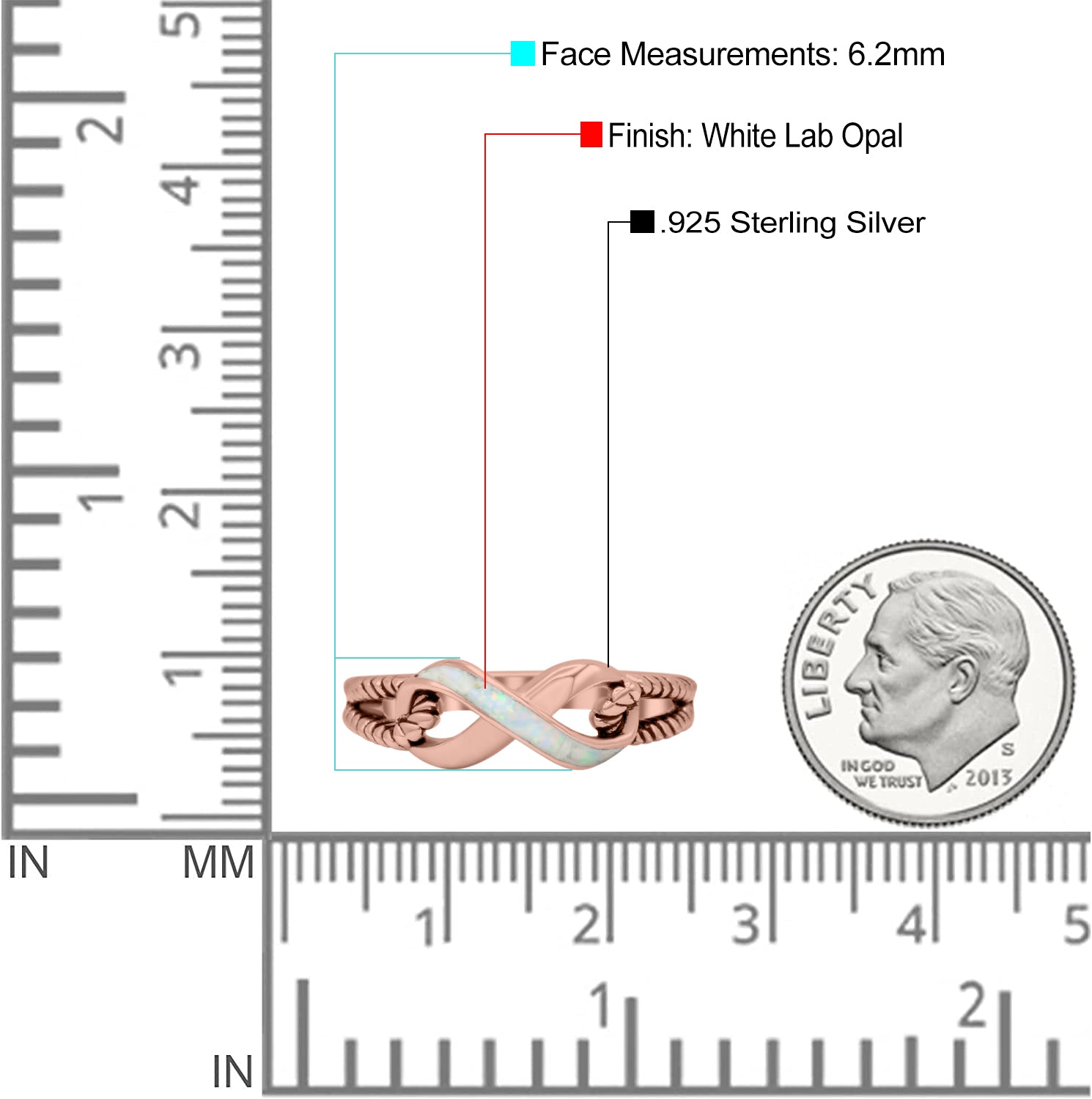 Infinity Wedding Engagement Ring Lab Created Opal 925 Sterling Silver