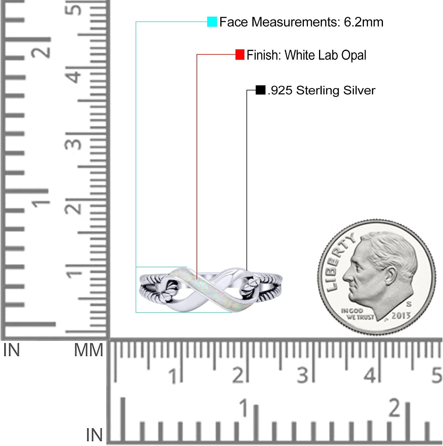 Infinity Wedding Engagement Ring Lab Created Opal 925 Sterling Silver