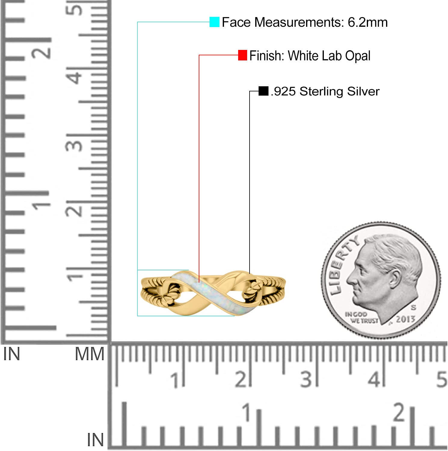 Infinity Wedding Engagement Ring Lab Created Opal 925 Sterling Silver