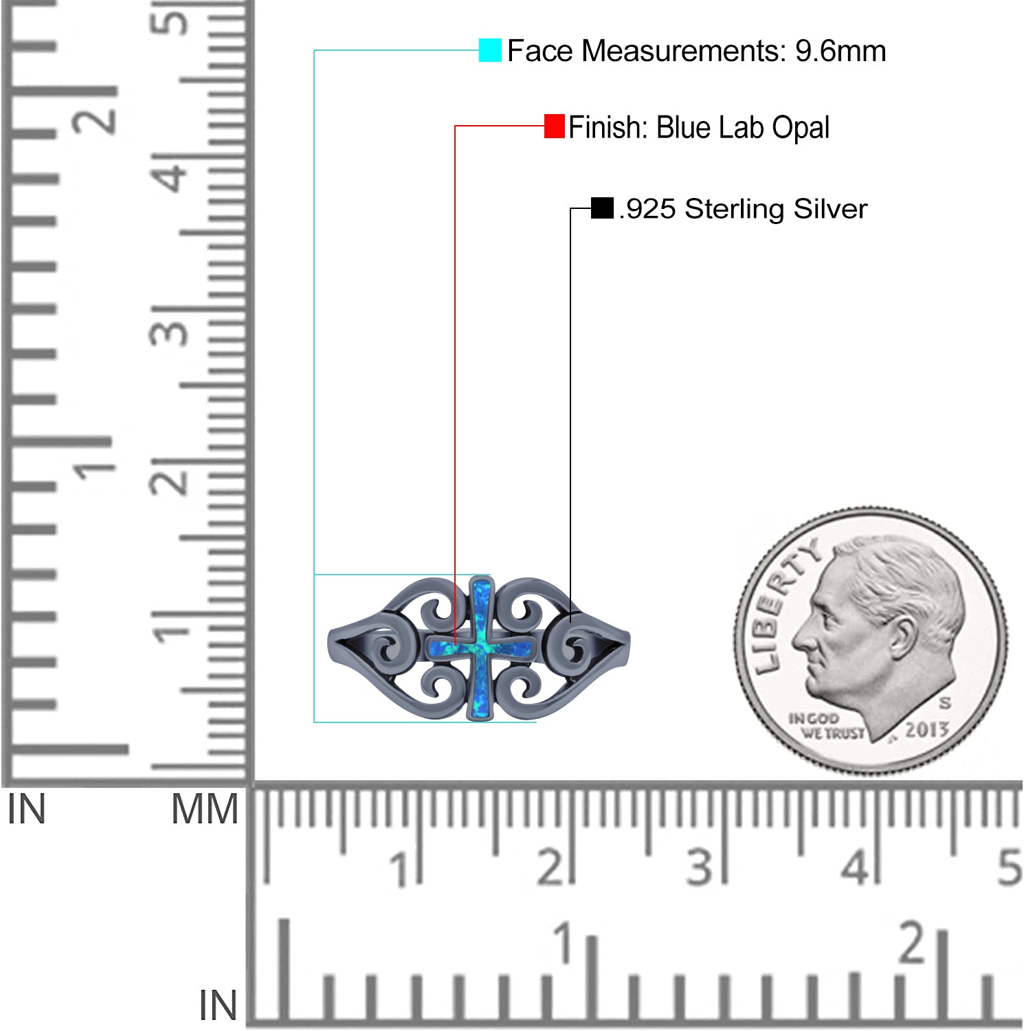Cross Wedding Engagement Ring Lab Created Opal 925 Sterling Silver