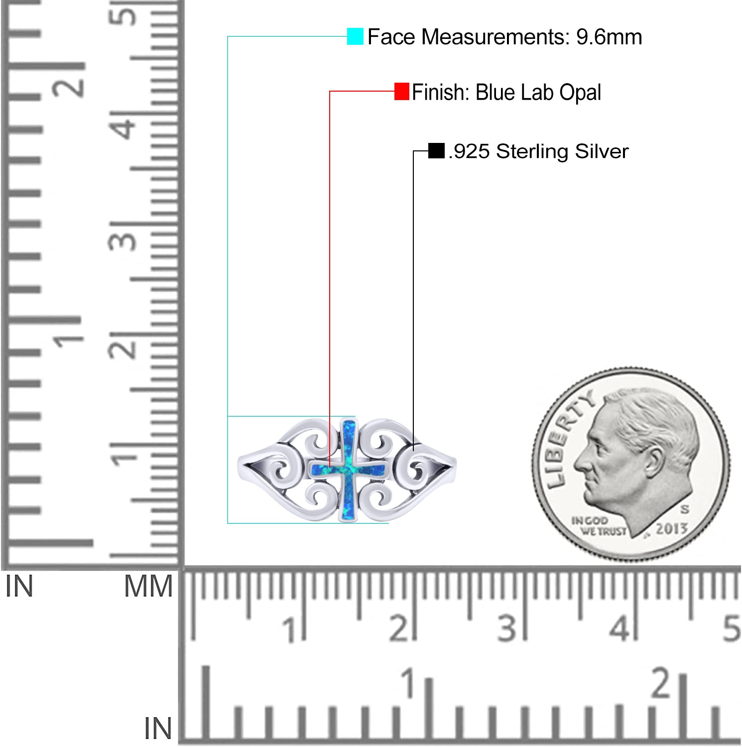 Cross Wedding Engagement Ring Lab Created Opal 925 Sterling Silver
