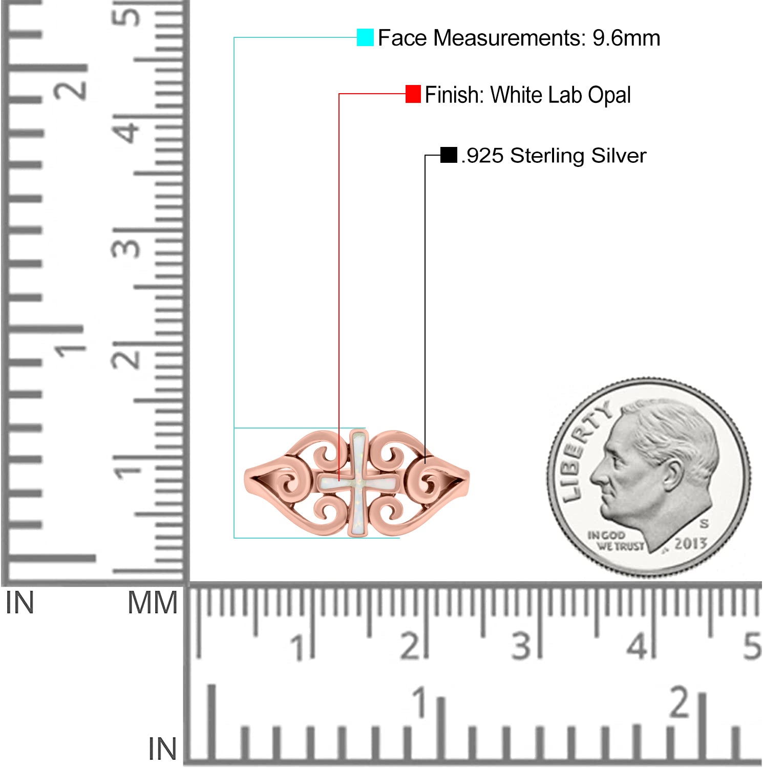 Cross Wedding Engagement Ring Lab Created Opal 925 Sterling Silver