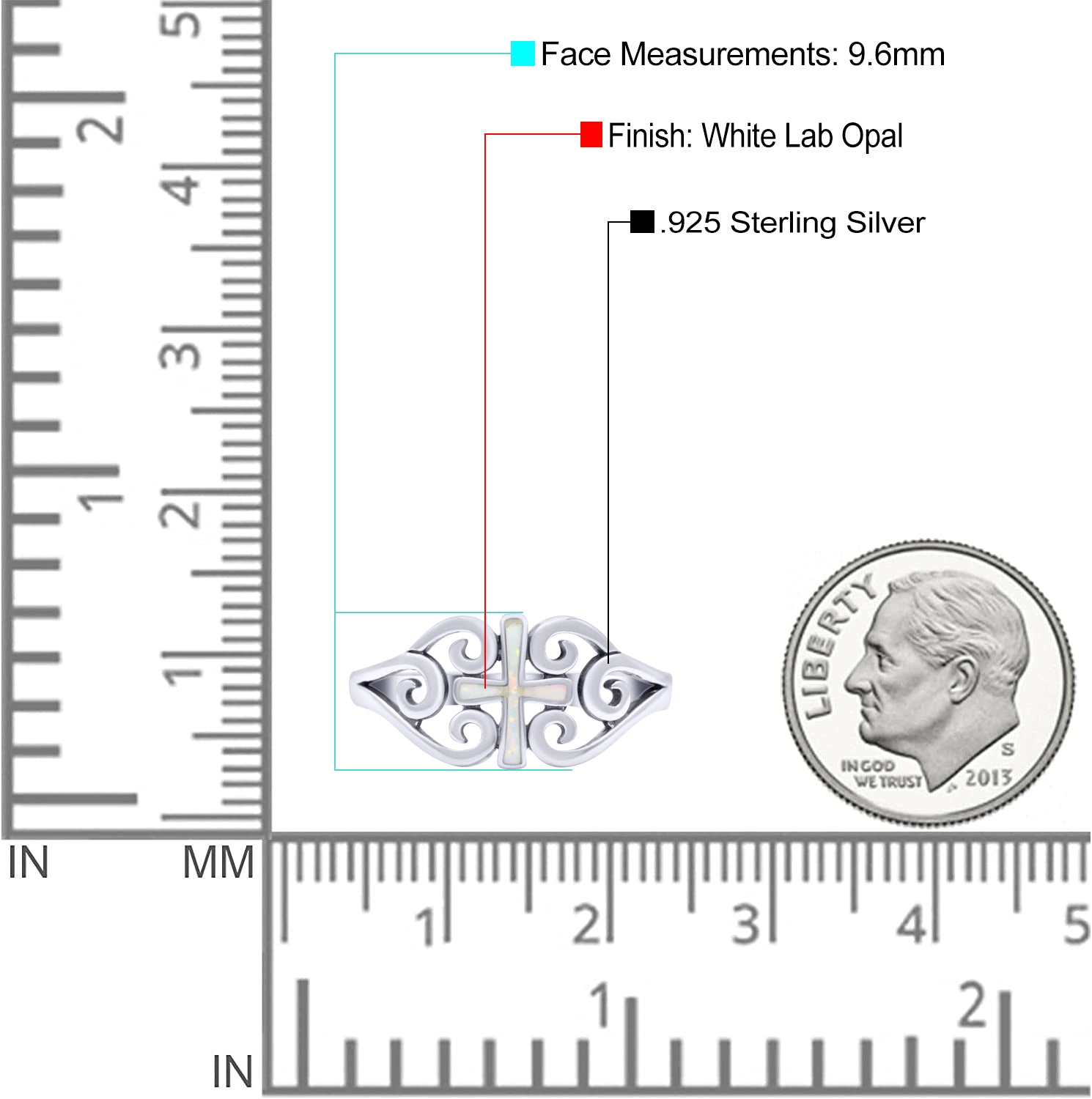 Cross Wedding Engagement Ring Lab Created Opal 925 Sterling Silver