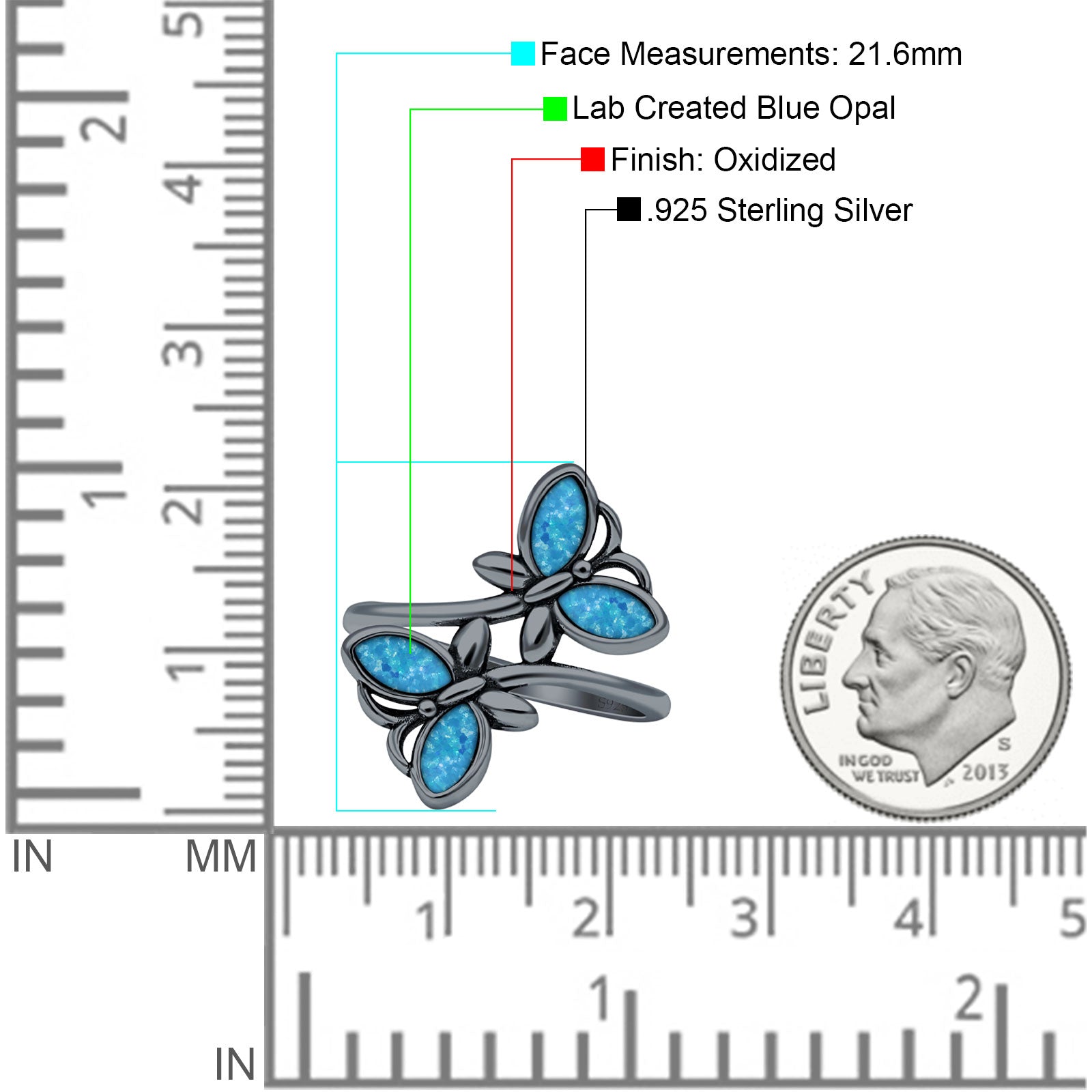sterling silver butterfly ring