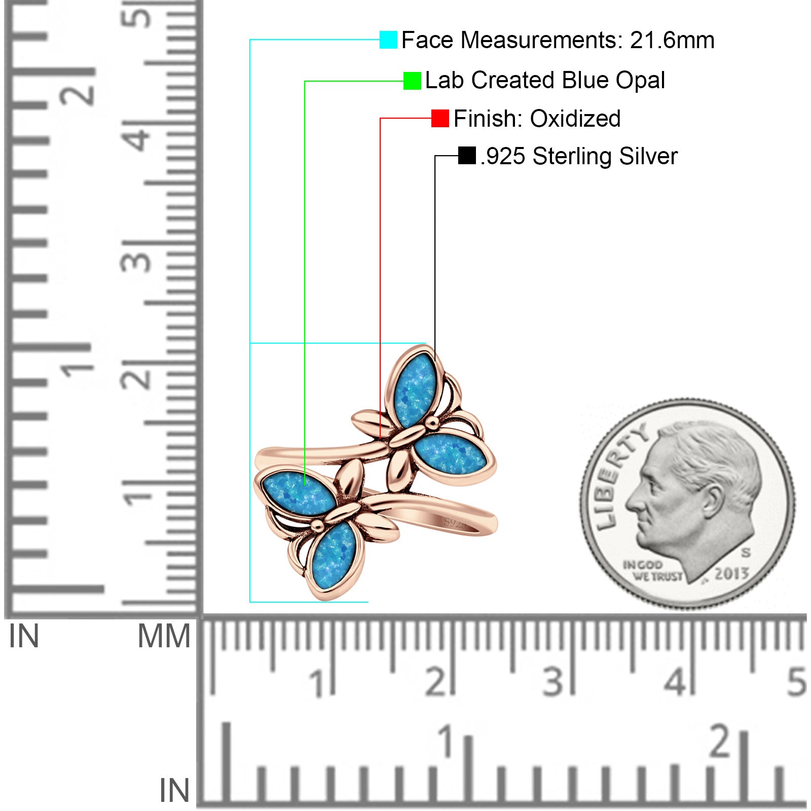 sterling silver butterfly ring