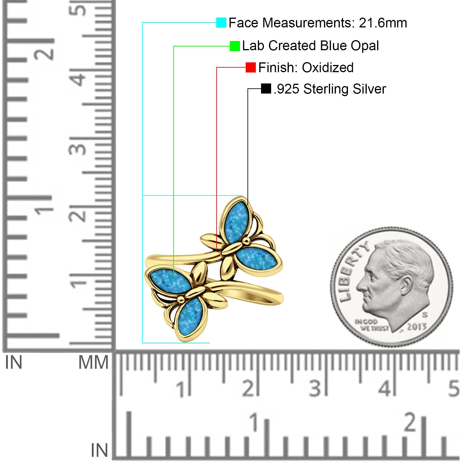 sterling silver butterfly ring
