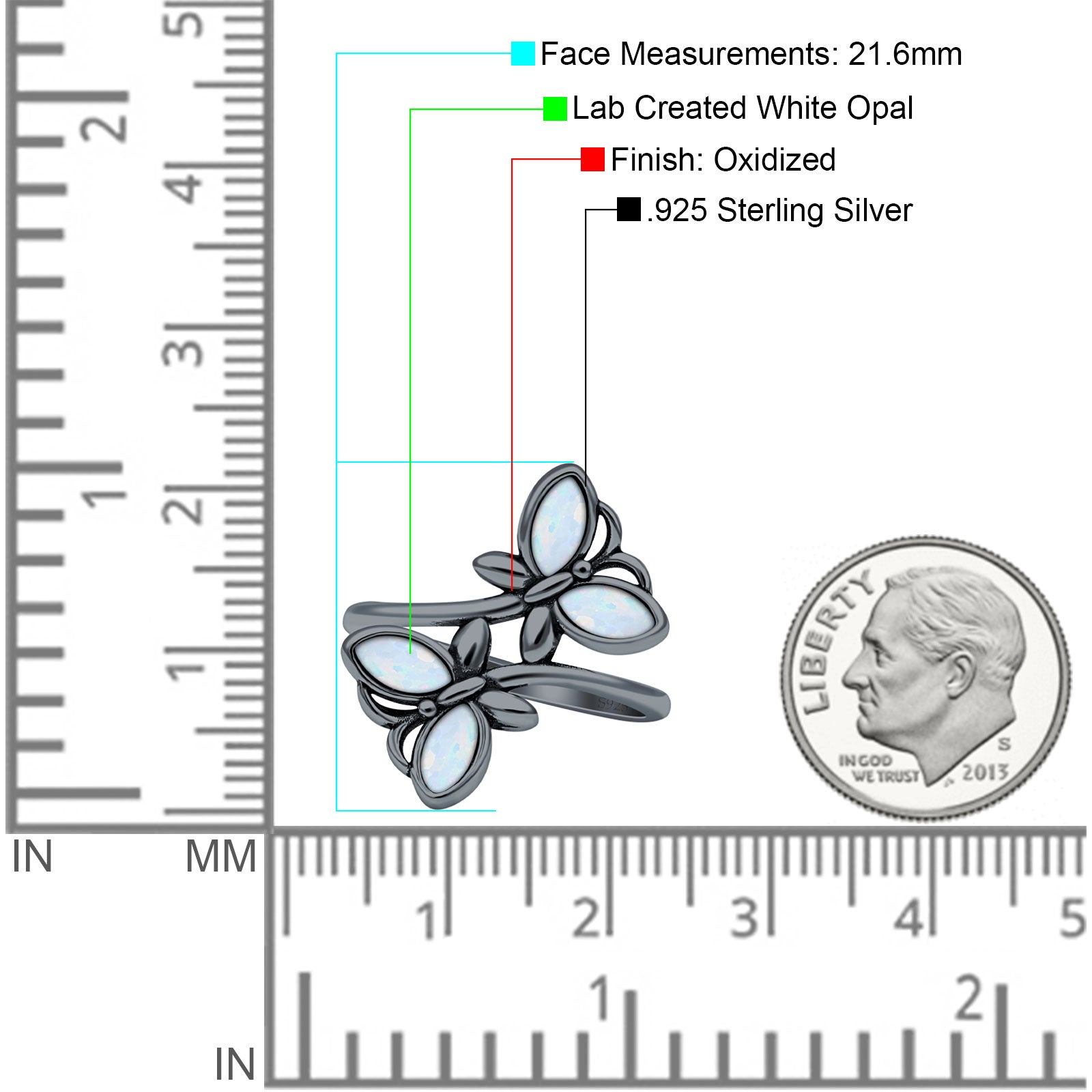 sterling silver butterfly ring