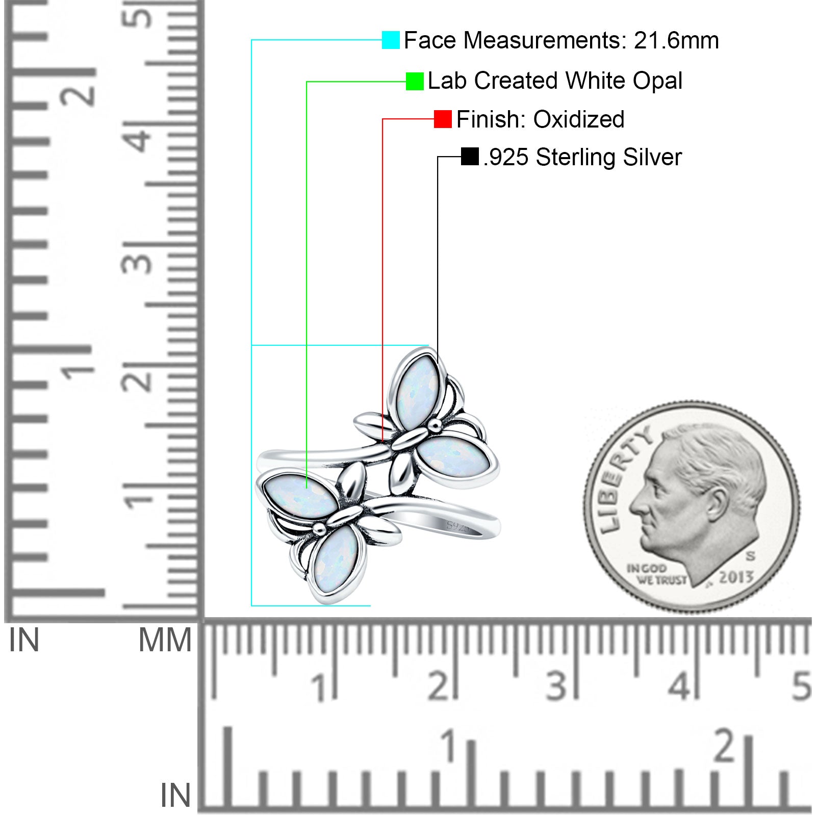 sterling silver butterfly ring