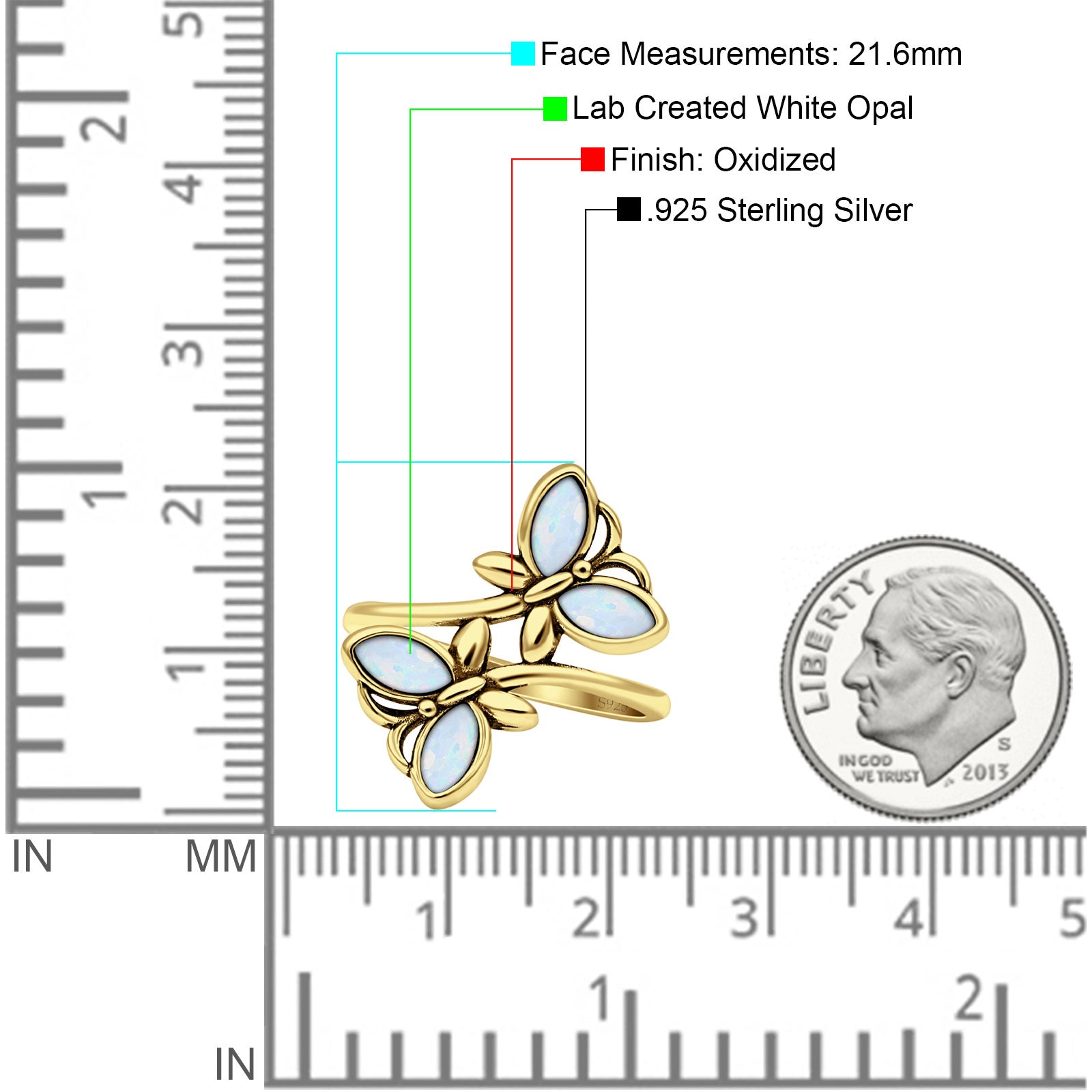 sterling silver butterfly ring