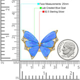 Butterfly Petite Dainty Thumb Ring Lab Created Opal Statement Fashion Ring 925 Sterling Silver