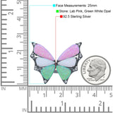 Butterfly Petite Dainty Thumb Ring Lab Created Opal Statement Fashion Ring 925 Sterling Silver