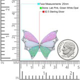 Butterfly Petite Dainty Thumb Ring Lab Created Opal Statement Fashion Ring 925 Sterling Silver