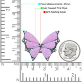 Butterfly Petite Dainty Thumb Ring Lab Created Opal Statement Fashion Ring 925 Sterling Silver